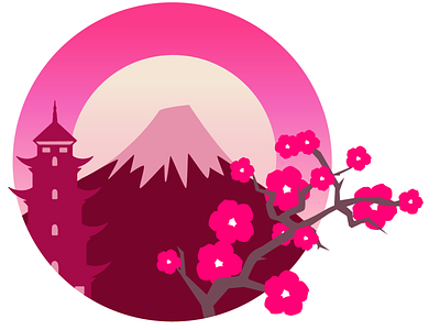nihon - pink. illustration for use on a personal websit bodymovin illustration illustrator lottie vector