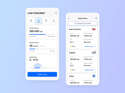 Loan Calculator in mobile app