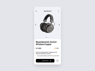 E-Commerce Shop (Single Item) app beyerdynamic cart dailyui e-commerce headphones mobile shop ui