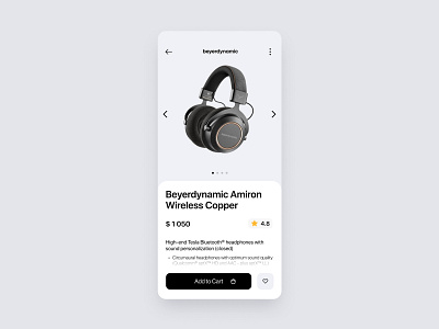 E-Commerce Shop (Single Item) app beyerdynamic cart dailyui e commerce headphones mobile shop ui