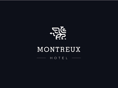 Montreux Hotel Logo animal branding design griffin hospitality hotel identity lion logo logotype mark wings