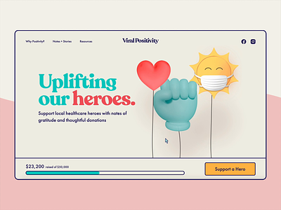 Viral Positivity animation bright chearful colorful covid19 friendly interaction interactive lander landingpage minimal modern playful userexperience userinterface vintage webdesign webflow website website concept