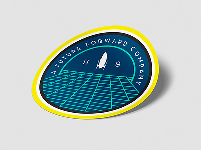 Hypergiant, A Future Forward Company brand branding future hypergiant retro retro futurism rocket space sticker swag