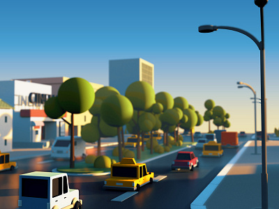 road 3d 3dmodeling c4d cinema4d city isometric light modeling render sun town