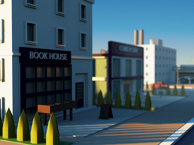 Book House 3d c4d cinema4d city design illustration isometric isometrictown render sun town