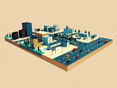 town 3d c4d cinema4d city design graphic design illustration isometrictown sun town