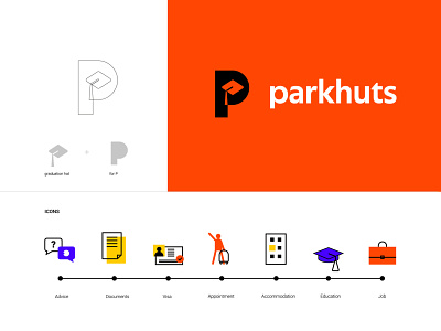 parkhuts branding branding design education icon icons identity illustraion infographic logo mark set study vector