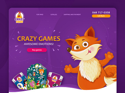 CrazyKoko Landing Page design ecommerce fun games kids ui ux web web design