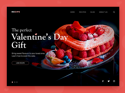 Happy Valentine's Day cake heart homepage landing recipe ui ux ux design valentine valentine day web design web design