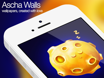 Sleeping moon app background cute illustration iphone love lovely moon night retina sleep wallpaper walls yellow