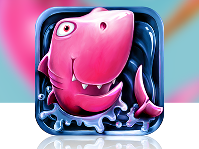 Ascha Walls icon app app icon apple character cute icon illustration love lovely pink pinksharkapps realistic sea shark splash water