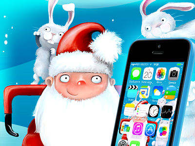Happy New Year to everybody! (gift insde) app background bunny character christmas illustration iphone new year santa wallpaper