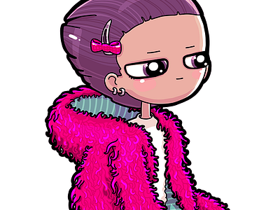 Pink coat cute funny fur illustration pink procreate