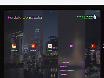 Portfolio Constructor active app bank blur city finance geo investment ipad select