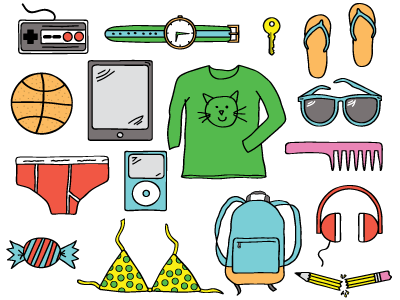 Clean your room! advertisement bikini bus wrap hand drawn illustration nintendo sunglasses underwear