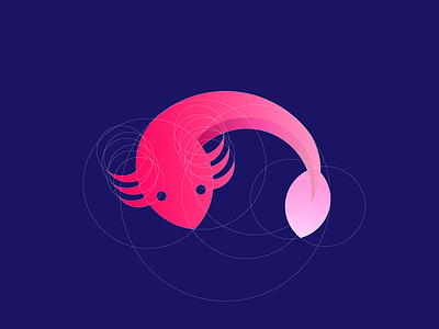Axolotl Golden Ratio Logo animal axolotl cool design golden illustration logo minimal pink ratio vector