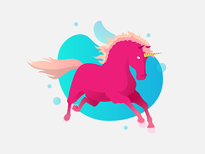 Majestic Unicorn animal art colorful creature design fluid gradient horse illustration minimal mythical pink unicorn