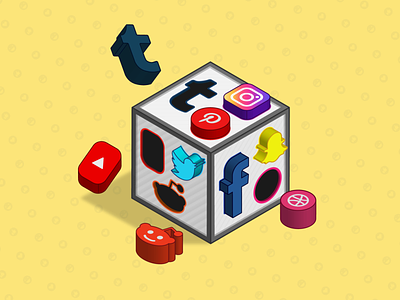 Social Media Puzzle Box 3d abstract art blocks box creative design editorial emoji graphic illustration inspiration media network object puzzle shapes social social media vector