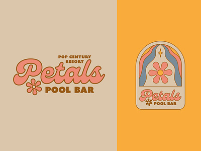 Petals Pool Bar 60s 70s bar branding color design disney flower illustration logo pool bar rebrand retro vintage
