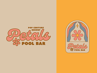 Petals Pool Bar 60s 70s bar branding color design disney flower illustration logo pool bar rebrand retro vintage
