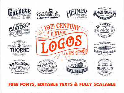 19th Century Vintage Logos font free insignia kit logo logos pack premium retro stamp typography vintage