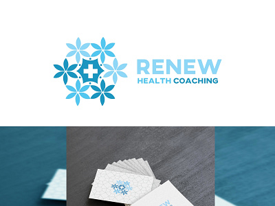 Renew Health Coaching blue branding health care identity logo symbol