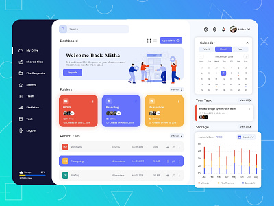 Storage Software Dashboard colorful design illustration team ui ui ux ui design uxdesign