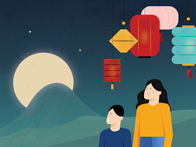 Mid Autumn Festival adobe autumn character design fall festival illustration illustrator lantern moon photoshop vector