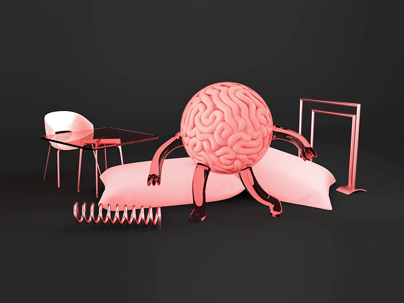 Dizzy 3d brain cinema cristal design gif illustration pink rotate