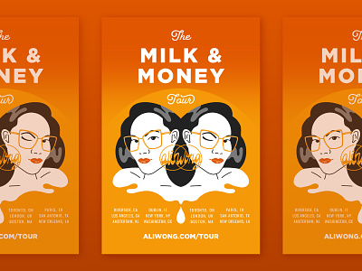 Ali Wong Milk & Money Tour branding drawing gig poster illustration lettering poster design procreate typography