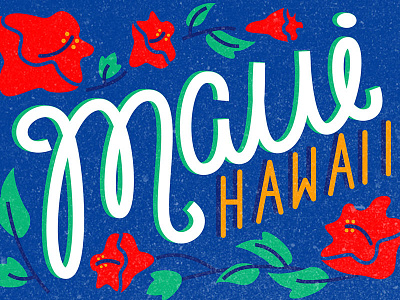 Maui Postcard design illustration lettering postcard design typography vector illustration vintage design