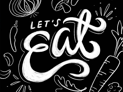 Let's Eat! chalkboard design food typography illustration lettering typography