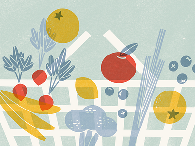 Trust in Produce editorial illustration food illustration midcentury midcenturymodern procreate screenprint vector