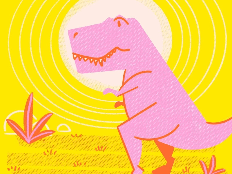 Tina the T-Rex geometric vector illustration procreate risograph screenprint dinosaur illustration