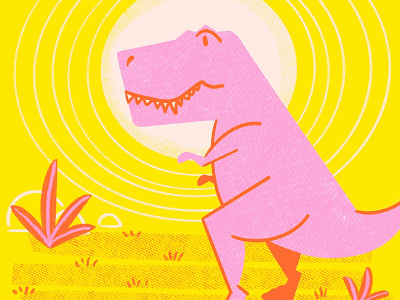 Tina the T-Rex dinosaur geometric illustration procreate risograph screenprint vector illustration