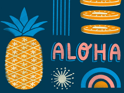 Aloha Pineapple drawing food illustration handlettering illustration pattern pattern design procreate