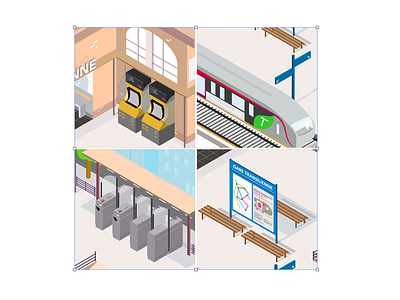 Gare SNCF details 3d app flat illustration illustrator interface iso ui web