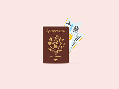 Passeport & airline tickets airplane flat fly illustration passeport tickets travel vector