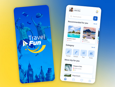 Travel Fun App UI Design adobe xd android app application design dribbble figma ios topdesign travel app travel fun typography ui uiinspiration user experience uxdesigner