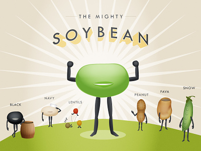 The Mighty Soybean - Illustration by Marcus Meazzo beans campaign illustration illustrator shaklee soybean soybeans typesetting vector