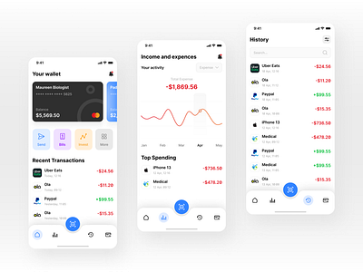 Digital Wallet - Mobile App bank ewallet finance fintech money transaction ui uidesign uxdesign wallet