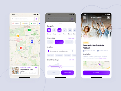 Event Mobile App abstract app app design booking branding concert design event event app graphic design mobile app ticket booking ui ui design