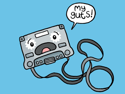 Cassette Guts! cartooning illustration t shirt design