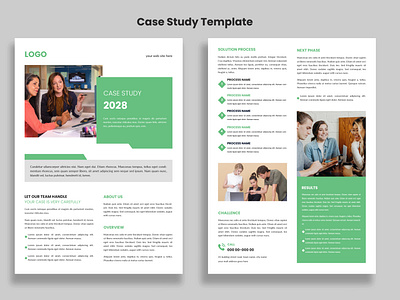 Minimalist Case Study flyer template design, Double Side Flyer
