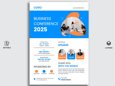 Business Conference brochure flyer design layout template