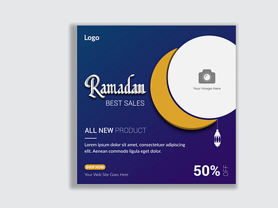 Ramadan Holiday Sales Template Hanging Lantern with Moon