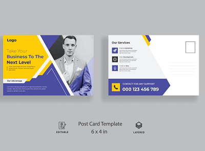 Corporate business postcard design template pamphlet