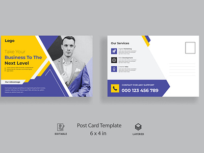 Corporate business postcard design template