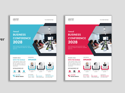 Business conference flyer and seminar poster template design