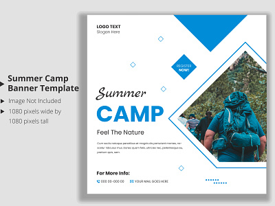 Summer camp social media and web banner template multipurpose